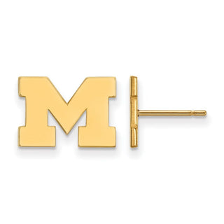 10k Gold LogoArt University of Michigan Letter M Extra Small Post Earrings