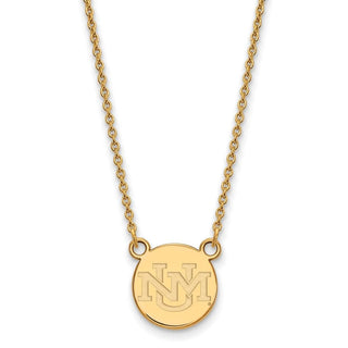 Sterling Silver Gold-plated LogoArt University of New Mexico Small Pendant 18 inch Necklace
