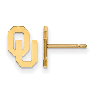 Sterling Silver Gold-plated LogoArt University of Oklahoma O-U Extra Small Post Earrings