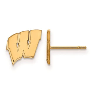 14k Gold LogoArt University of Wisconsin Letter W Extra Small Post Earrings