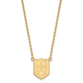 Sterling Silver Gold-plated NHL LogoArt NHL Vegas Golden Knights Large Pendant 18 inch Necklace