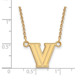 14k Gold LogoArt Villanova University Letter V Small Pendant 18 inch Necklace