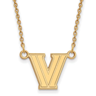 14k Gold LogoArt Villanova University Letter V Small Pendant 18 inch Necklace