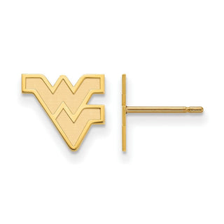 Sterling Silver Gold-plated LogoArt West Virginia University W-V Extra Small Post Earrings
