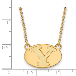 14k Gold LogoArt Brigham Young University Letter Y Small Pendant 18 inch Necklace