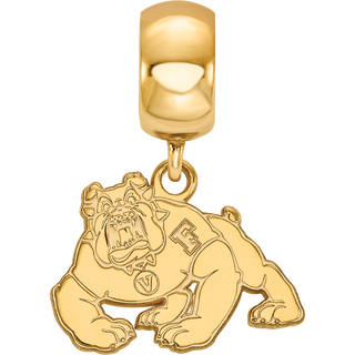 Sterling Silver Gold-plated LogoArt California State University Fresno Bulldog Small Dangle Bead Charm
