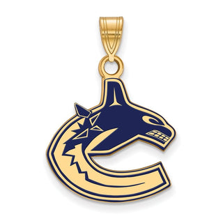 Sterling Silver Gold-plated NHL LogoArt Vancouver Canucks Large Enameled Pendant