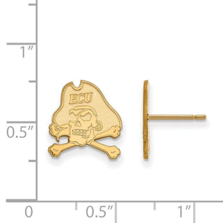 14k Gold LogoArt East Carolina University Pirate Small Post Earrings 4Y009ECU