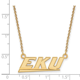 10k Gold LogoArt Eastern Kentucky University E-K-U Small Pendant 18 inch Necklace