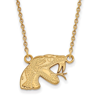 14k Gold LogoArt Florida A and M University Rattler Small Pendant 18 inch Necklace