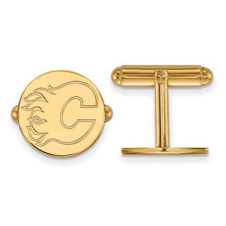 Sterling Silver Gold-plated NHL LogoArt Calgary Flames Cuff Links