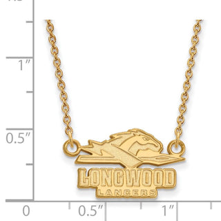 14k Gold LogoArt Longwood University Lancers Small Pendant 18 inch Necklace