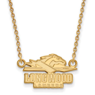 14k Gold LogoArt Longwood University Lancers Small Pendant 18 inch Necklace
