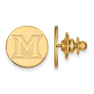 Sterling Silver Gold-plated LogoArt Miami University Ohio Letter M Lapel Pin