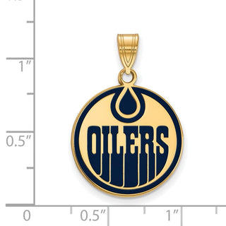 Sterling Silver Gold-plated NHL LogoArt Edmonton Oilers Large Enameled Pendant