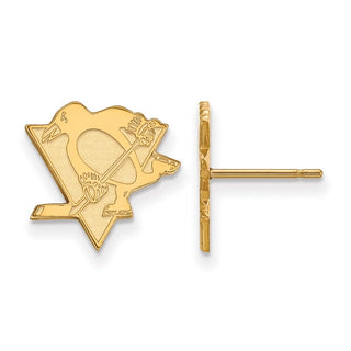 Sterling Silver Gold-plated NHL LogoArt Pittsburgh Penguins Small Post Earrings