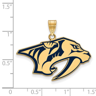 Sterling Silver Gold-plated NHL LogoArt Nashville Predators Large Enameled Pendant