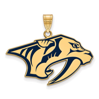 Sterling Silver Gold-plated NHL LogoArt Nashville Predators Large Enameled Pendant