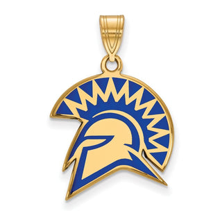 Sterling Silver Gold-plated LogoArt San Jose State University Spartan Large Enameled Pendant