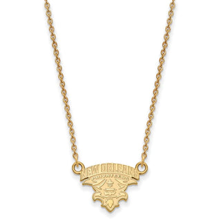 10k Gold LogoArt University of New Orleans U-N-O Small Pendant 18 inch Necklace