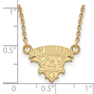 10k Gold LogoArt University of New Orleans U-N-O Small Pendant 18 inch Necklace