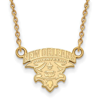 10k Gold LogoArt University of New Orleans U-N-O Small Pendant 18 inch Necklace