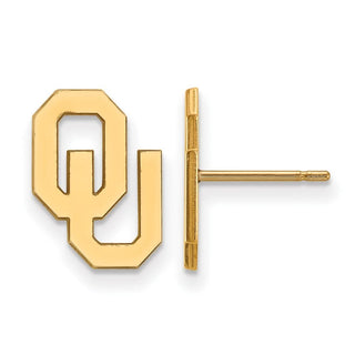 Sterling Silver Gold-plated LogoArt University of Oklahoma O-U Small Post Earrings