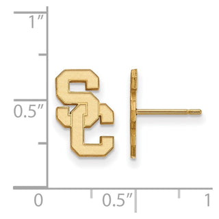14k Gold LogoArt University of Southern California S-C Small Post Earrings