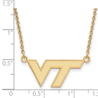 14k Gold LogoArt Virginia Tech V-T Small Pendant 18 inch Necklace