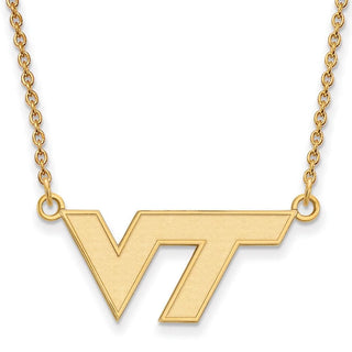 14k Gold LogoArt Virginia Tech V-T Small Pendant 18 inch Necklace