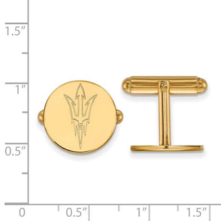 Sterling Silver Gold-plated LogoArt Arizona State University Pitchfork Cuff Links
