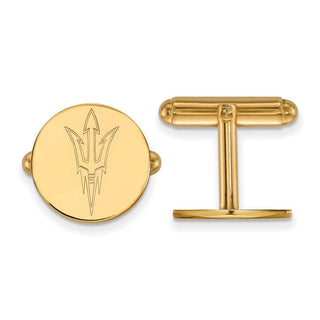 Sterling Silver Gold-plated LogoArt Arizona State University Pitchfork Cuff Links