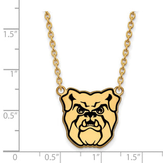 Sterling Silver Gold-plated LogoArt Butler University Bulldog Enameled Large Pendant 18 inch Necklace