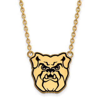 Sterling Silver Gold-plated LogoArt Butler University Bulldog Enameled Large Pendant 18 inch Necklace