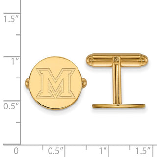 Sterling Silver Gold-plated LogoArt Miami University Ohio Letter M Cuff Links