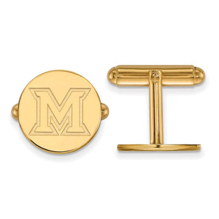 Sterling Silver Gold-plated LogoArt Miami University Ohio Letter M Cuff Links