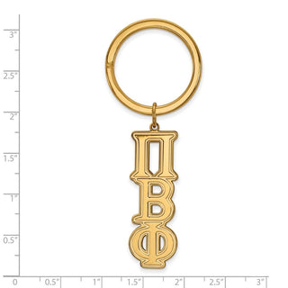 Sterling Silver Gold-plated LogoArt Pi Beta Phi Sorority Greek Letters Key Ring