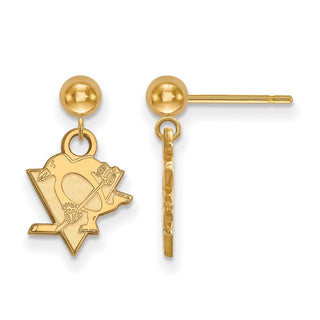 14k Gold NHL LogoArt Pittsburgh Penguins Dangle Post Earrings