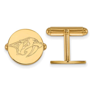 Sterling Silver Gold-plated NHL LogoArt Nashville Predators Cuff Links