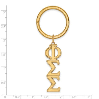 Sterling Silver Gold-plated LogoArt Phi Sigma Sigma Sorority Greek Letters Key Ring