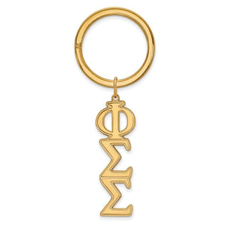 Sterling Silver Gold-plated LogoArt Phi Sigma Sigma Sorority Greek Letters Key Ring