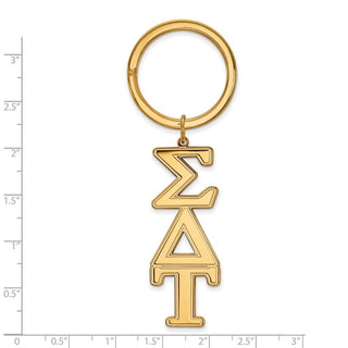 Sterling Silver Gold-plated LogoArt Sigma Delta Tau Sorority Greek Letters Key Ring