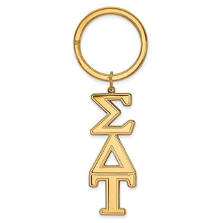 Sterling Silver Gold-plated LogoArt Sigma Delta Tau Sorority Greek Letters Key Ring