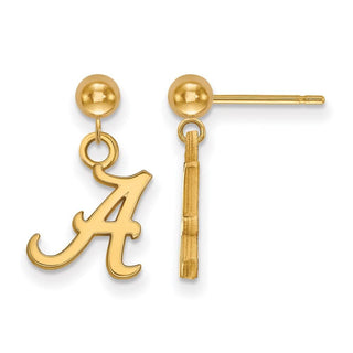 14k Gold LogoArt University of Alabama Letter A Dangle Ball Post Earrings