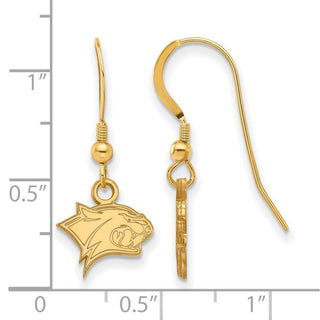 Sterling Silver Gold-plated LogoArt University of New Hampshire Wildcat Extra Small Dangle Wire Earrings