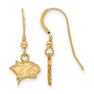 Sterling Silver Gold-plated LogoArt University of New Hampshire Wildcat Extra Small Dangle Wire Earrings