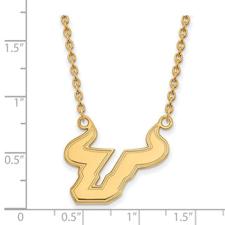 14k Gold LogoArt University of South Florida Bull Large Pendant 18 inch Necklace