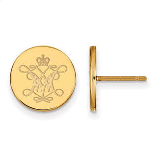 Sterling Silver Gold-plated LogoArt College of William and Mary Extra Small Disc Earrings