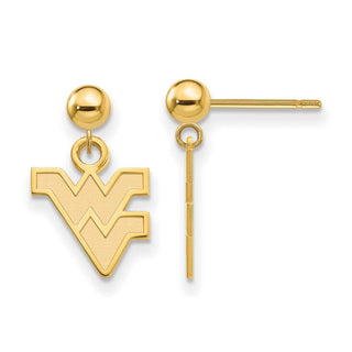 14k Gold LogoArt West Virginia University W-V Dangle Ball Post Earrings
