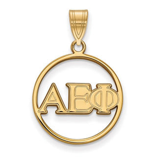 Sterling Silver Gold-plated LogoArt Alpha Epsilon Phi Sorority Greek Letters Small Circle Pendant